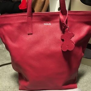 TOUS NEW ALL LEATHER BAG PINK